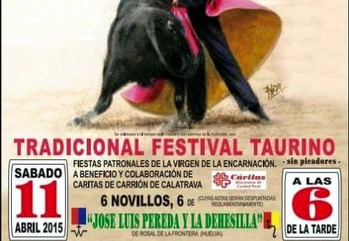 Carrión celebrará su Festival Taurino de Feria este sábado 11 de abril a las 6, si el tiempo no lo impide, tras aplazarse por la lluvia el pasado lunes