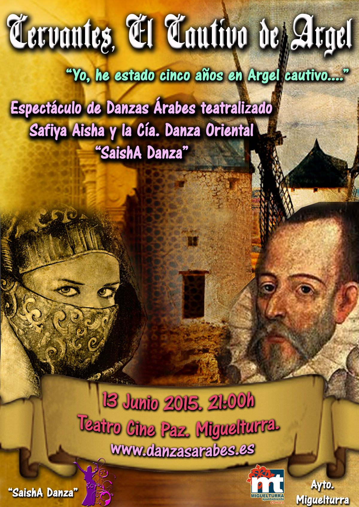 Teatro cervantino y de danzas árabes el sábado 13 de junio en el Teatro Cine Paz