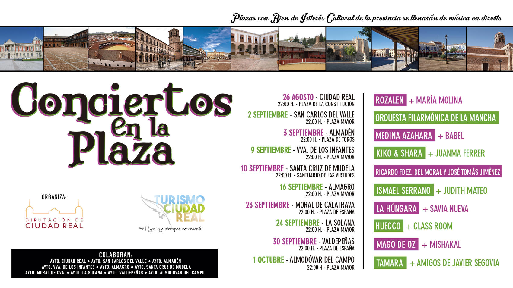 La Diputación promueve el atractivo turístico y patrimonial de la provincia con los “Conciertos en la Plaza”