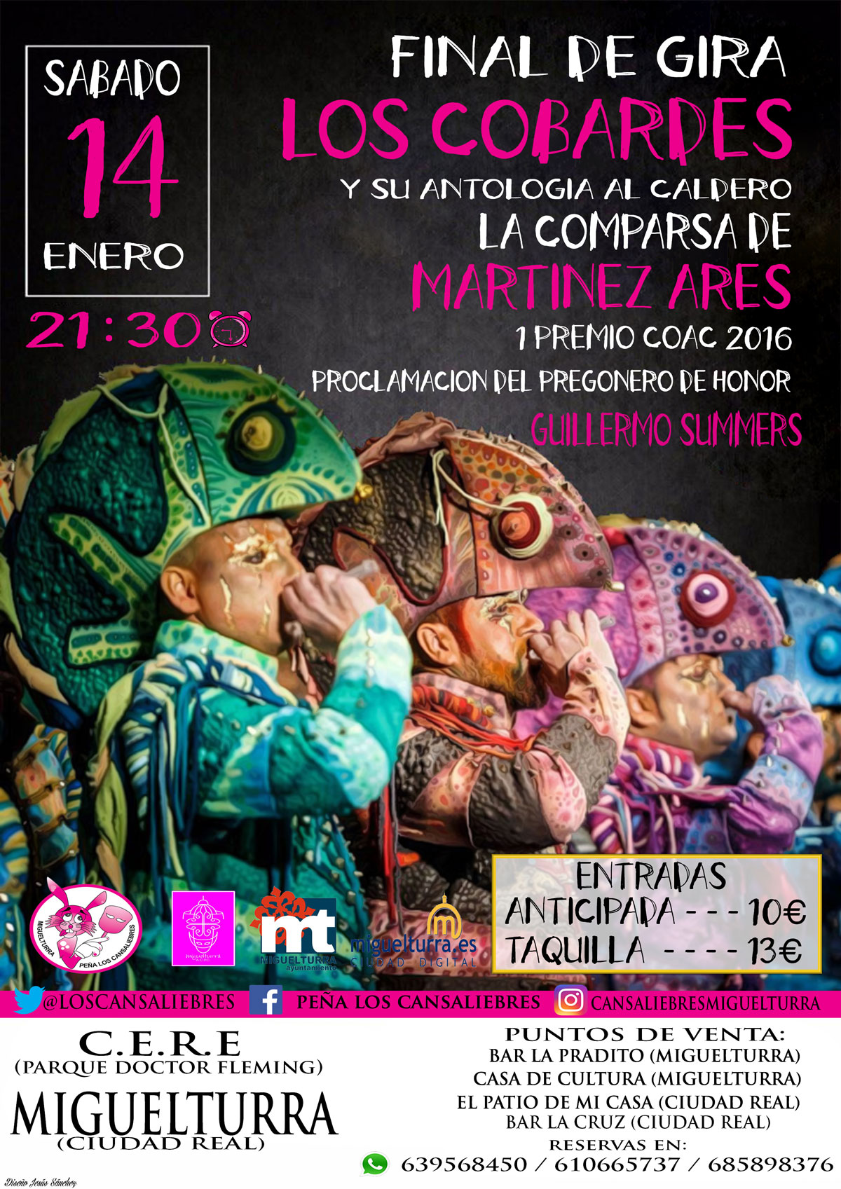 Final de gira de «Los Cobardes» y proclamación del «Pregonero de Honor» a Guillermo Summers en Miguelturra