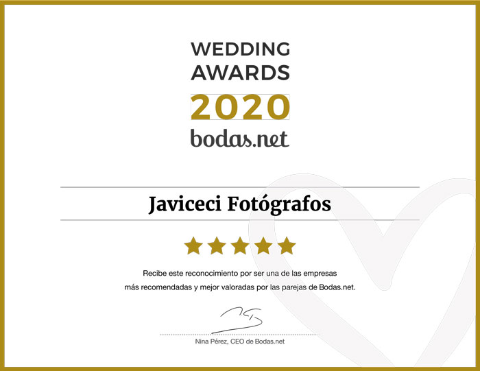 En un año complicado para las bodas, Javiceci Fotógrafos consigue un Wedding Awards de Bodas.net, el premio más prestigioso del sector