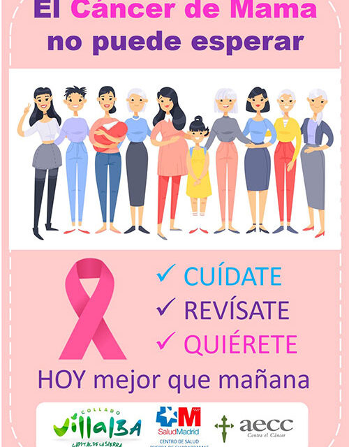 “El cáncer de mama no puede esperar, cuídate, revísate, quiérete HOY, mejor que mañana”: nueva campaña municipal contra esta enfermedad en Collado Villalba