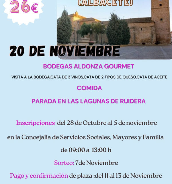 Servicios Sociales, Mayores y Familia organiza un viaje a Munera