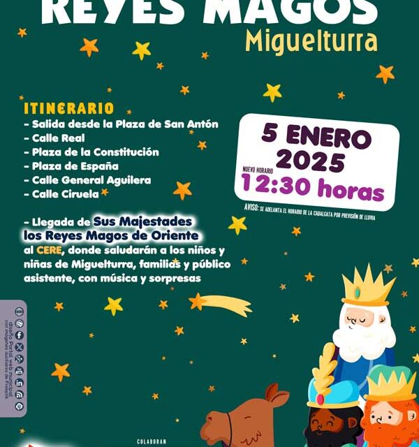 La Cabalgata de sus Majestades Los Reyes Magos de Oriente se adelanta a las 12:30 horas