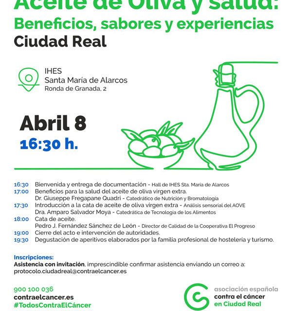 La 1ª Jornada “Aceite de oliva y salud: beneficios, sabores y experiencias” se celebrará el 8 de abril en Ciudad Real