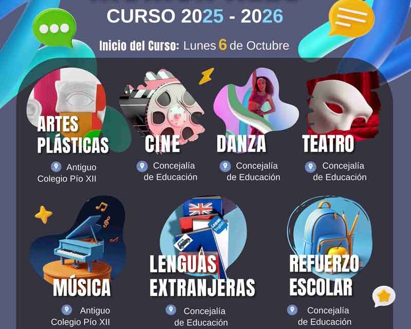 La concejalía de Educación abre el plazo de matrículas para sus Escuelas Municipales